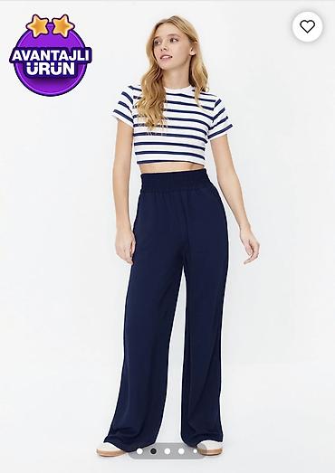 oversize şalvar: Şalvar, Trendyolmilla, S, rəng - Göy — 1