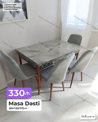 Masa dəsti – 80×130/170 sm - Mexanizm: açılan (uzadıla bilən) -