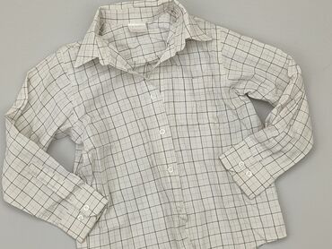 biała bluzka na długi rękaw: Koszula 5-6 lat, stan - Zadowalający, wzór - Kratka, kolor - Biały
