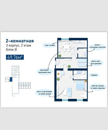 аренда место для бизнеса: 1 комната, 49 м², 2 этаж, ПСО (под самоотделку)