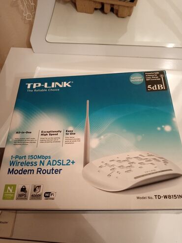 Modemlər və şəbəkə avadanlıqları: TP-LINK
1-Port 150Mbps
Wireless N ADSL2+
Modem Router