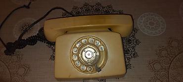 3 simli telefon: Retro diskli masa telefonu - Klassik sarı/bej rəngli korpus, üst-üstə — 1