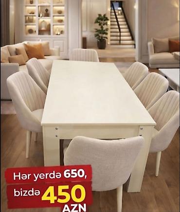 carpayı divan: Qonaq otağı üçün, Yeni, Açılmayan, Dördbucaq masa, 6 stul — 5