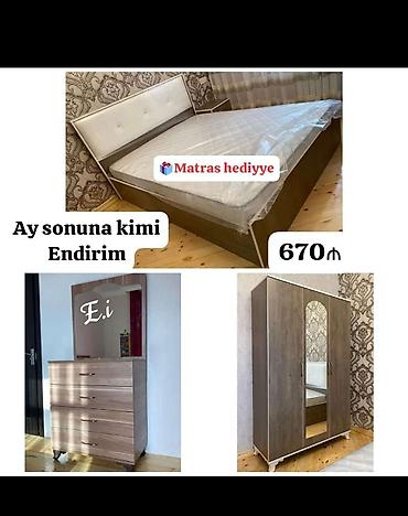 termo mebel: Yataq dəsti – dolab, taxt, termo (güzgülü komod) və 2 tumbadan ibarət — 3