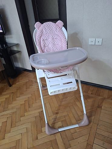 Uşaq yemək stulu – Baby Home - Rəng: ağ çərçivə, pudra/boz-bej