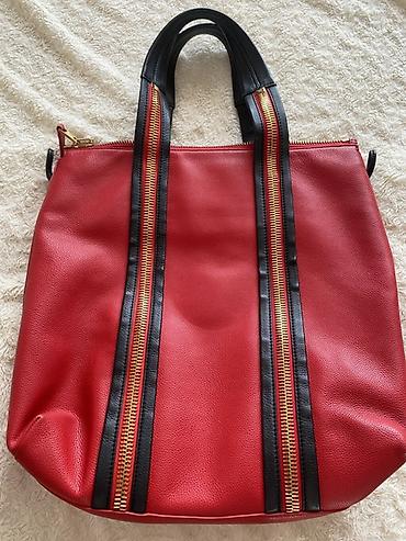 nike tech fleece: Qırmızı xalis dəri tote çanta - Brend: Tom Ford (daxili etiket və — 2