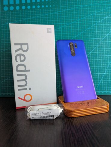 оборудование для ремонта телефона: Redmi, Redmi 9, Колдонулган, 32 ГБ, түсү - Кызгылт көк, 2 SIM