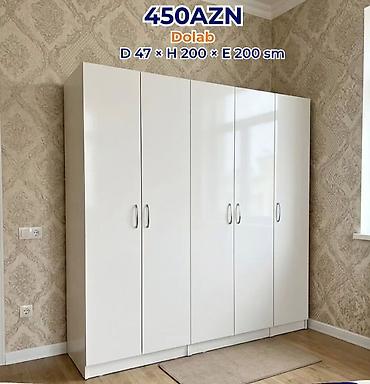 ag laminat: Ağ rəngli 4 qapılı dolab Ölçülər: - Dərinlik: 47 sm - Hündürlük: 200 — 1