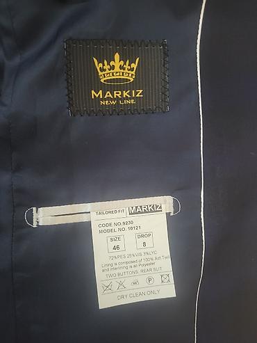 Kişi geyimləri: Klassik tünd mavi kişi kostyumu – 2 hissəli dəst: - Jaket: ikidüyməli — 4