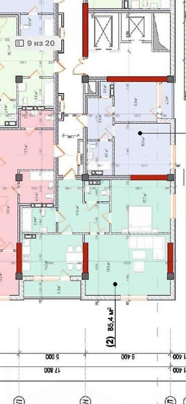 2 комнаты, 84 м², Элитка, 12 этаж, ПСО (под самоотделку)