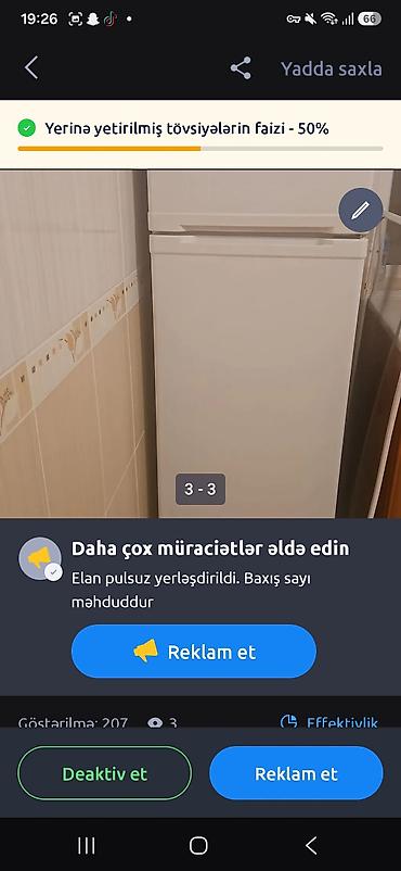 ventilyator satilir: Arçelik iki qapılı soyuducu - Yuxarıda dondurucu bölmə, aşağıda — 5