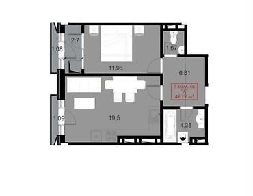 бруклин: 1 комната, 51 м², Элитка, 11 этаж, ПСО (под самоотделку) — 5