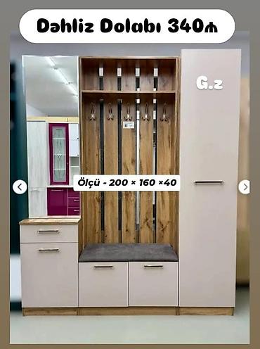 Dəhliz dolabı – ölçü: 200 × 160 × 40 sm - İki rəfli yan tumbalı bölmə