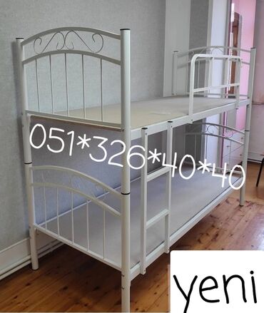 İkimərtəbəli uşaq çarpayıları: Oğlan və qız üçün, Yeni, Çarpayı, Matras ilə, Siyirməsiz, Dəmir — 10