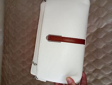 sac bandı: Ağ rəngli qadın çantası – mini/çiyin modeli - Material: xırda dənəli — 2