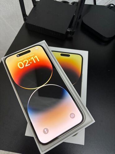 про макс: IPhone 14 Pro Max, Колдонулган, 128 ГБ, Алтын, Заряддоочу түзүлүш, Каптама, Куту, 83 %