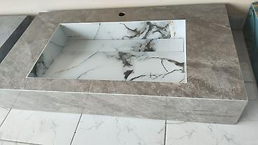 Mərmər görünüşlü hamam lavabosu və tezgah bloku - Material