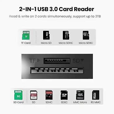 Druga oprema za računare i laptopove: USB 3.0 čitač kartica 2‑u‑1 - Dva odvojena slota: TF (MicroSD) i SD - — 2