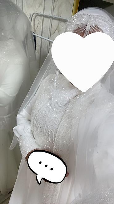 583 proba: Свадебное платье, One size, Мусульманское, Атлас, Прямое, Пайетки, Новый — 3