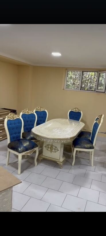 Masa və oturacaq dəstləri: Qonaq otağı üçün, Yeni, Açılmayan, Dördbucaq masa, 6 stul — 13