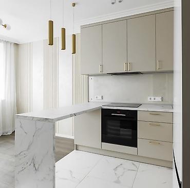 silver kitchen: Кухонный гарнитур в современном минималистичном стиле, планировка — 4