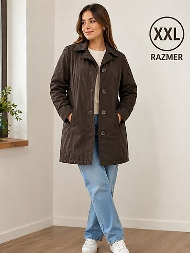 Qadın üçün gödəkçə – XXL ölçü - Rəng: tünd qəhvəyi - Kəsim: dizdən