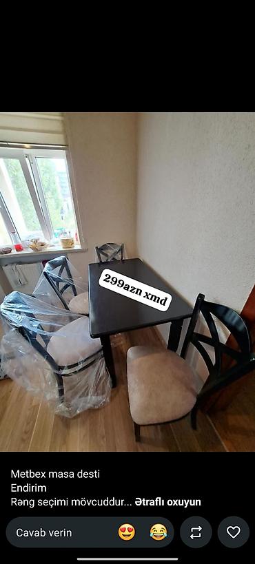 Metbex masa dəsti - Komplekt: düzbucaqlı masa + 4 stul - Material