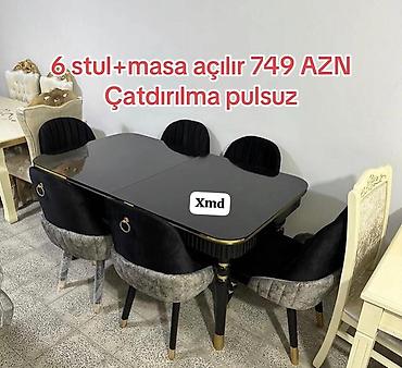 Masa və oturacaq dəstləri: Yemək dəsti seçimləri - Klassik dizaynlı, oyma detallı süfrə və 6 — 21