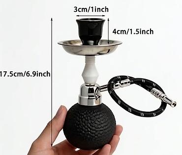 das sekilleri: ⚪Mini qəlyan (1) aparatı Hündürlük : 19 cm Qutu daxilində : ▫️Qəlyan — 2