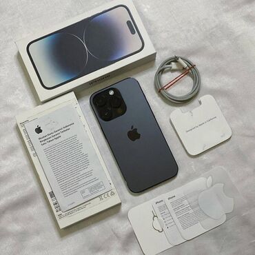Apple iPhone: IPhone 14 Pro, Новый, 256 ГБ, Черный, Зарядное устройство, Кабель, Коробка, 100 %