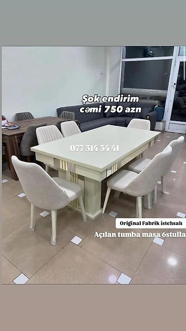 Açılan tumbalı yemək masası dəsti – 6 stul ilə • Original fabrik