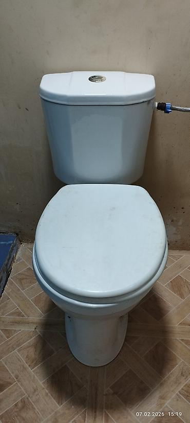 islenmis unitaz: WC komplekti – keramik ayaqüstü unitaz və üst su çəni - Material: ağ — 2