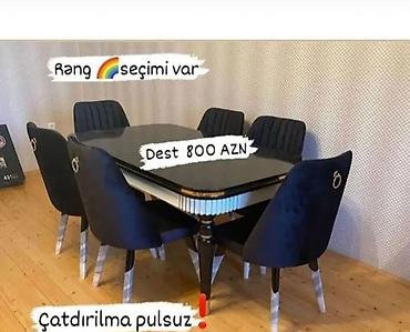 bayram: Qonaq otağı üçün, Yeni, Açılan, Dördbucaq masa, 6 stul — 1