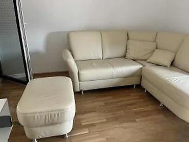 Ugaone garniture: Ugaona garnitura od prave kože – bež/ekru boja - Moderan L-oblik sa — 7