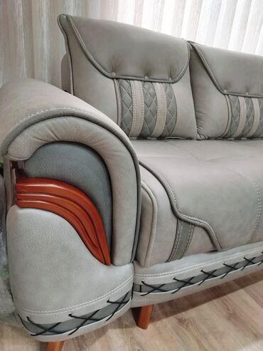 Divan və masa dəstləri: Künc divan dəsti Açılan, bazalı, - Rəng: Açıq boz (boz-yaşıl tonlu) — 9