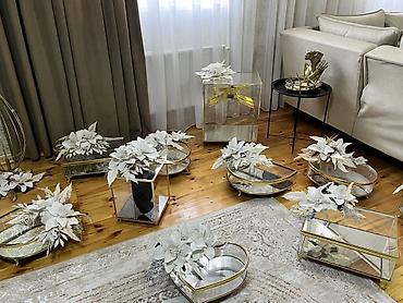 semeni dekoru: Dekorativ şüşə-bak və güzgülü tray dəsti - Müxtəlif formalarda lüks — 2