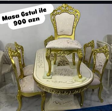 mdf panel: Klassik üslubda yemək otağı dəsti - Komplekt: masa + 6 ədəd stul - — 1