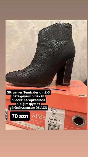 tebii mirvari: Qara rəngli qadın botinkası – təmiz dəri. - Ölçü: 36 - Model: qalın — 1
