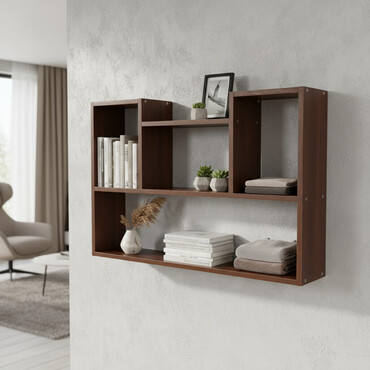 полка деревянная: Полка навесная P011 (Орех Итальянский) Большая и стильная настенная