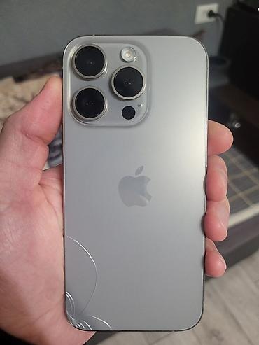 osh iphone: IPhone 15 Pro, Б/у, 512 ГБ, Natural Titanium, Защитное стекло, Коробка, 95 % — 1