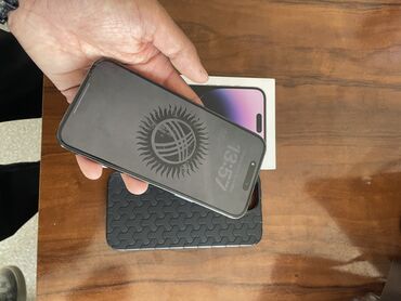 микрофон дистанционный: IPhone 14 Pro Max, Жаңы, 128 ГБ, Deep Purple, Заряддоочу түзүлүш, Коргоочу айнек, Каптама, 87 %