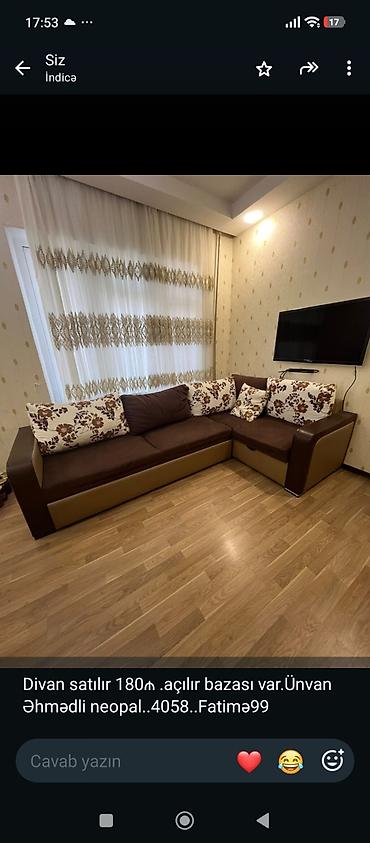 Divanlar: Künc divan, İşlənmiş, Açılan, Bazalı, Parça — 1
