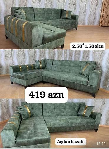 divanlar kunc: Künc divan, Yeni, Açılan, Bazalı, Vеlur parça — 1