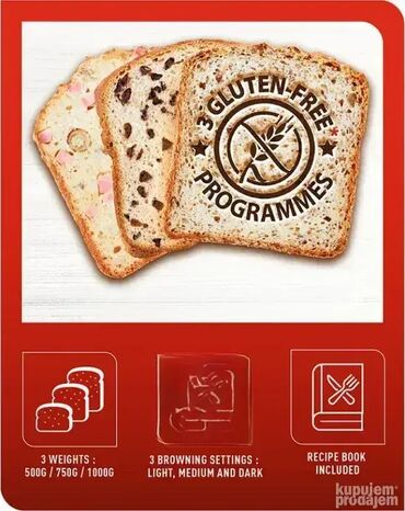 Pekači za hleb: TEFAL Mini Pekara PF220838. Tehničke Karakteristike: Broj programa — 4