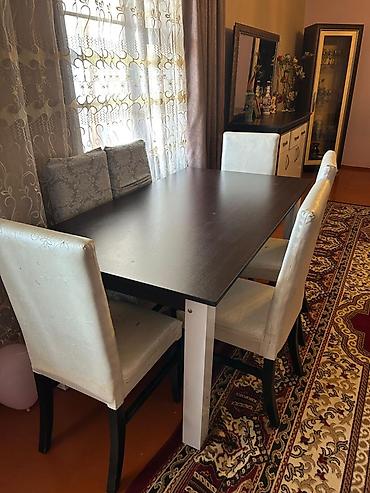 kilim mebel stol stul: Qonaq otağı mebel dəsti - Divan və 2 ədəd kreslo: Qara-ağ rəng — 4
