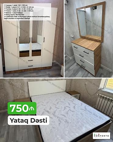 matras sumqayit: Yataq Dəsti – 750 ₼ Komplektə daxildir: - Çarpayı: 1 ədəd, ölçü 160 × — 1