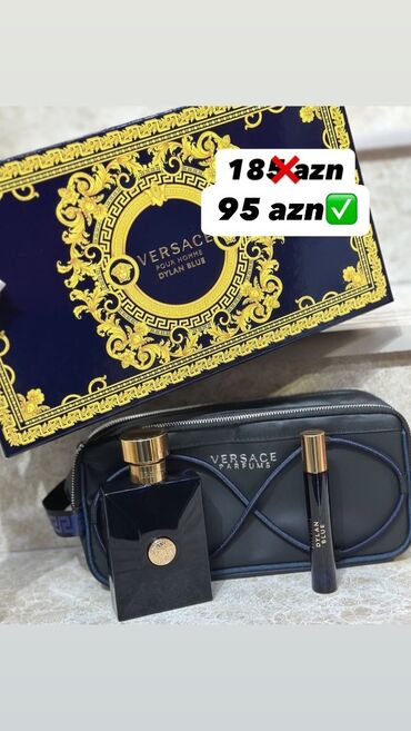 Vitaminlər və BAƏ: Versace Dylan Blue – Original Set 100ml dizaynlı flakon (içində 40ml