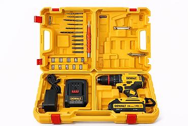 Наборы с дрелью: DEWALT 24V XR Li-ion akkumulaytorlu matkap/şurup sürücüsü – alətlər — 2