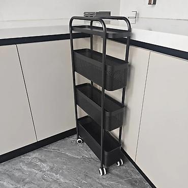 Тележки-органайзеры на колесах: Узкая многоярусная этажерка-органайзер на колесах - Форм-фактор — 9
