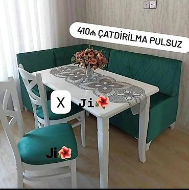 круглый стол на заказ: Mətbəx/kafe künc dəsti - Komplekt: 1 ədəd düzbucaqlı masa, 1 ədəd — 1